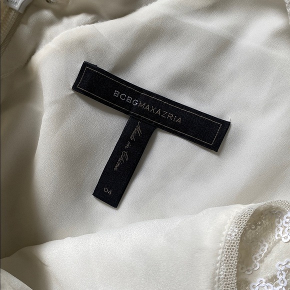 BCBGMaxAzria Gracie Off-White Sequin Lace Mini Dress Bridal Shower Wedding - Picture 7 of 14